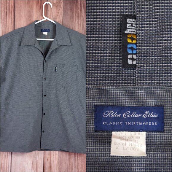 Vintage Blue Collar BC Ethic Mens XL Button Up Long Sleeve Shirt Made in USA - Picture 1 of 12
